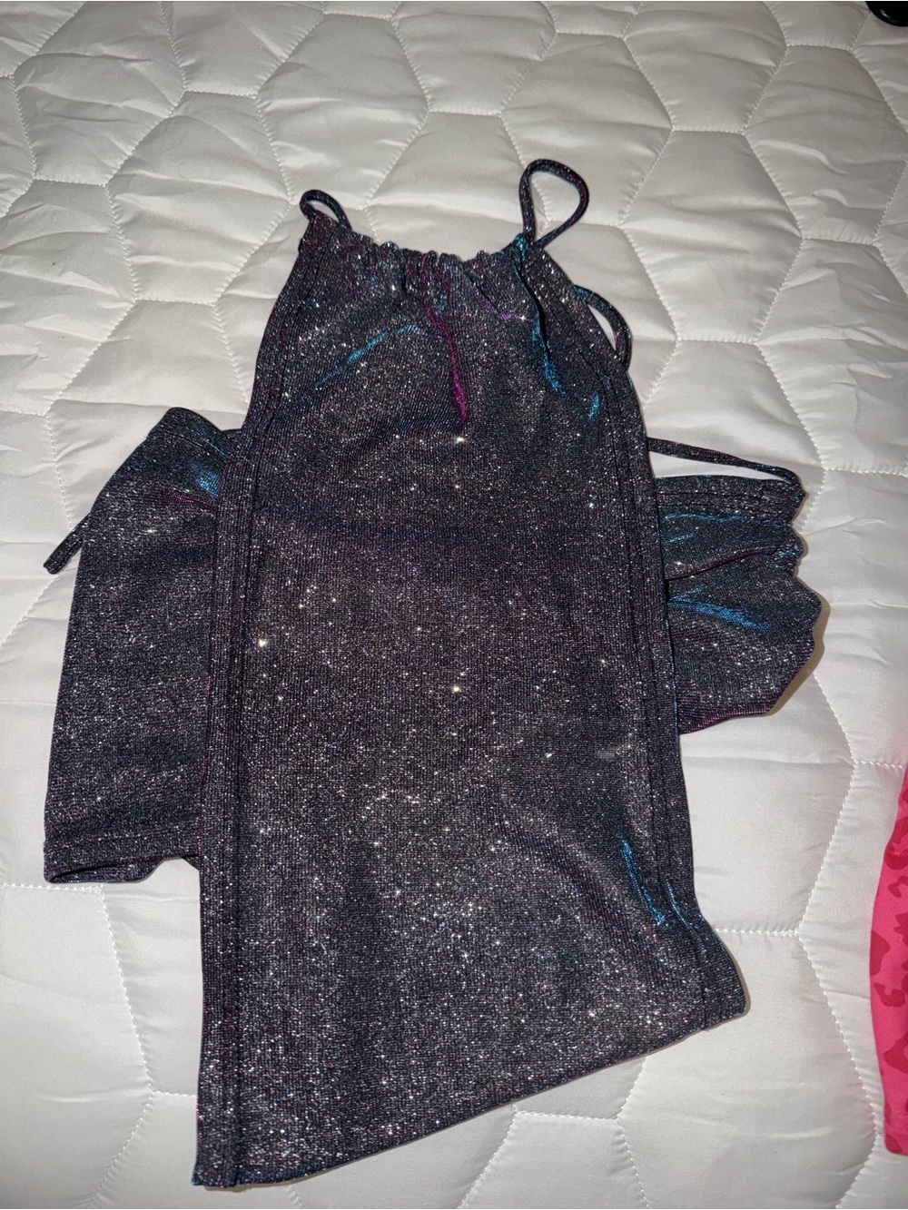 SHEIN Metallic Sparkle Black Crop Cami